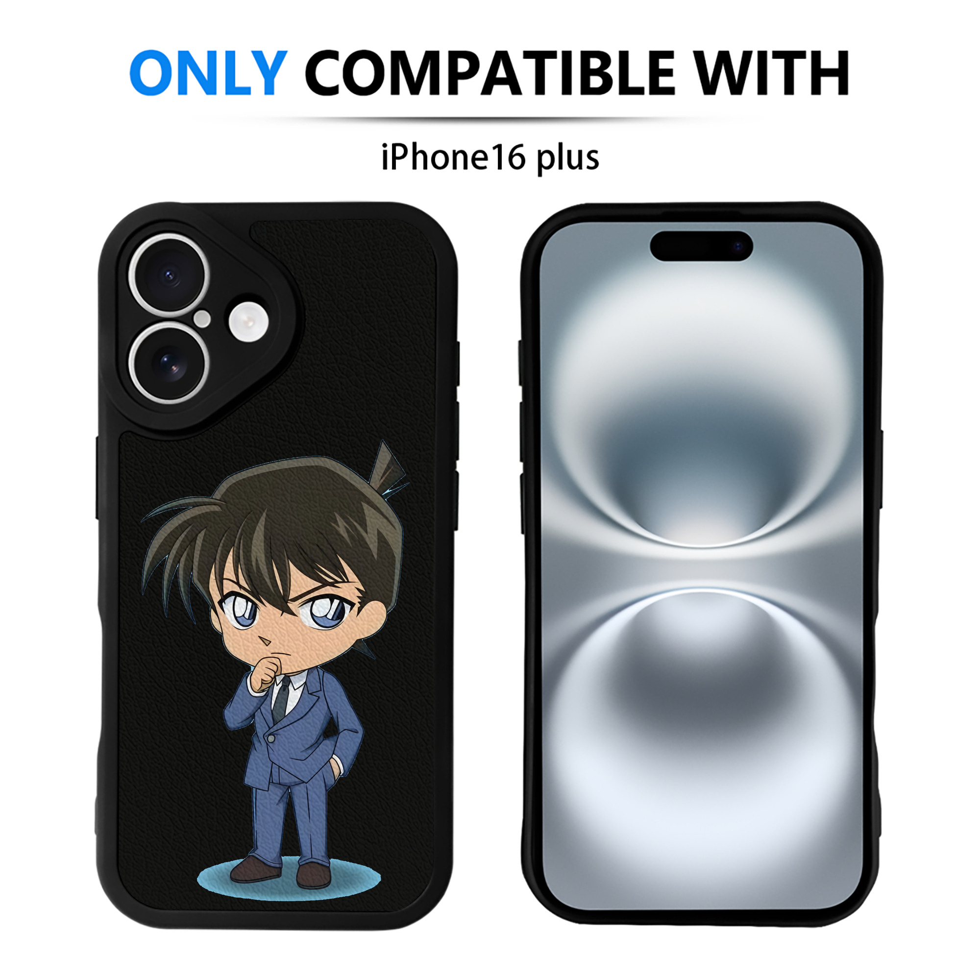 （画像用） 名探偵コナン 江戸川 コナン Detective Conan Conan Edogawa 【iPhone 16シリーズ対応】シリコンスマホケース（レザー調） 材質：シリコン